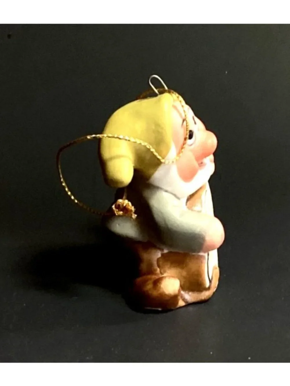 Vintage Schmid Disney Christmas Ornament Bashful of Seven Dwarves Playing Bass
